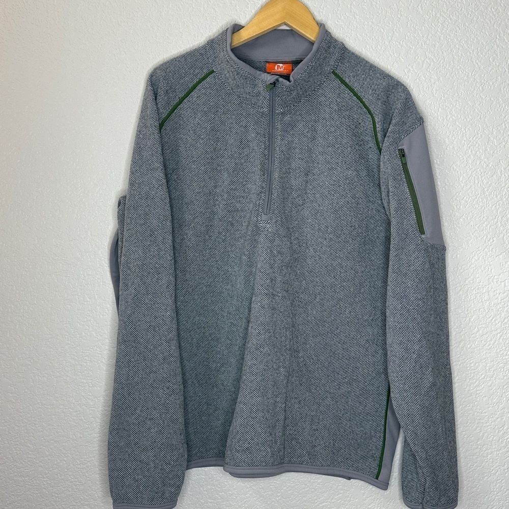 Merrell Mens Quarter Zip Sweater Long Sleeve Gray size XLarge - Picture 2 of 10